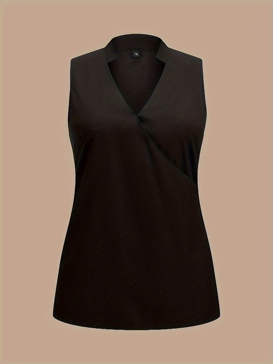  Solid Notched Neck Tank Top