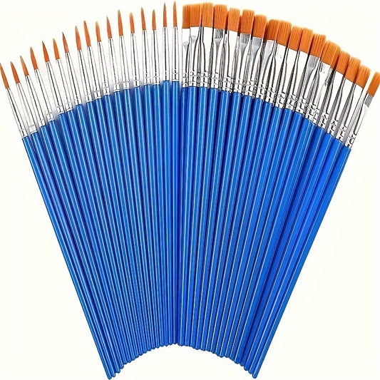 20-Piece Nylon Artist Brushes Set for Acrylic & Watercolor with Wooden Handles