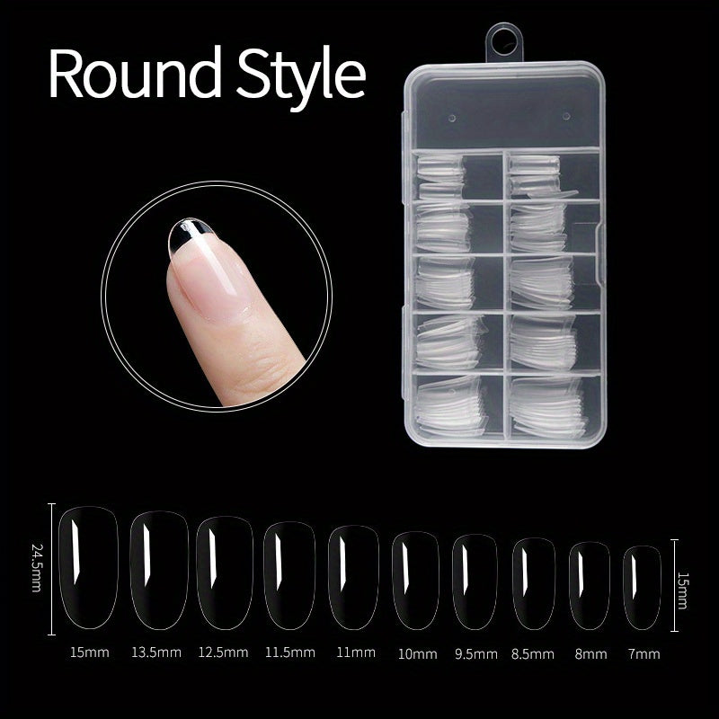 100pcs Clear Acrylic Coffin Nails Full Cover Tips DIY Nail Art Salon Use