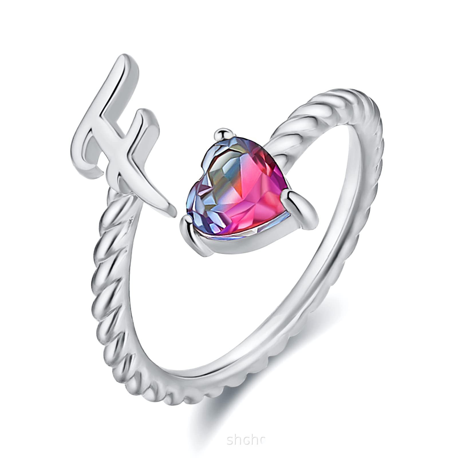 Adjustable Initial Letter Ring Zircon Rings For Women
