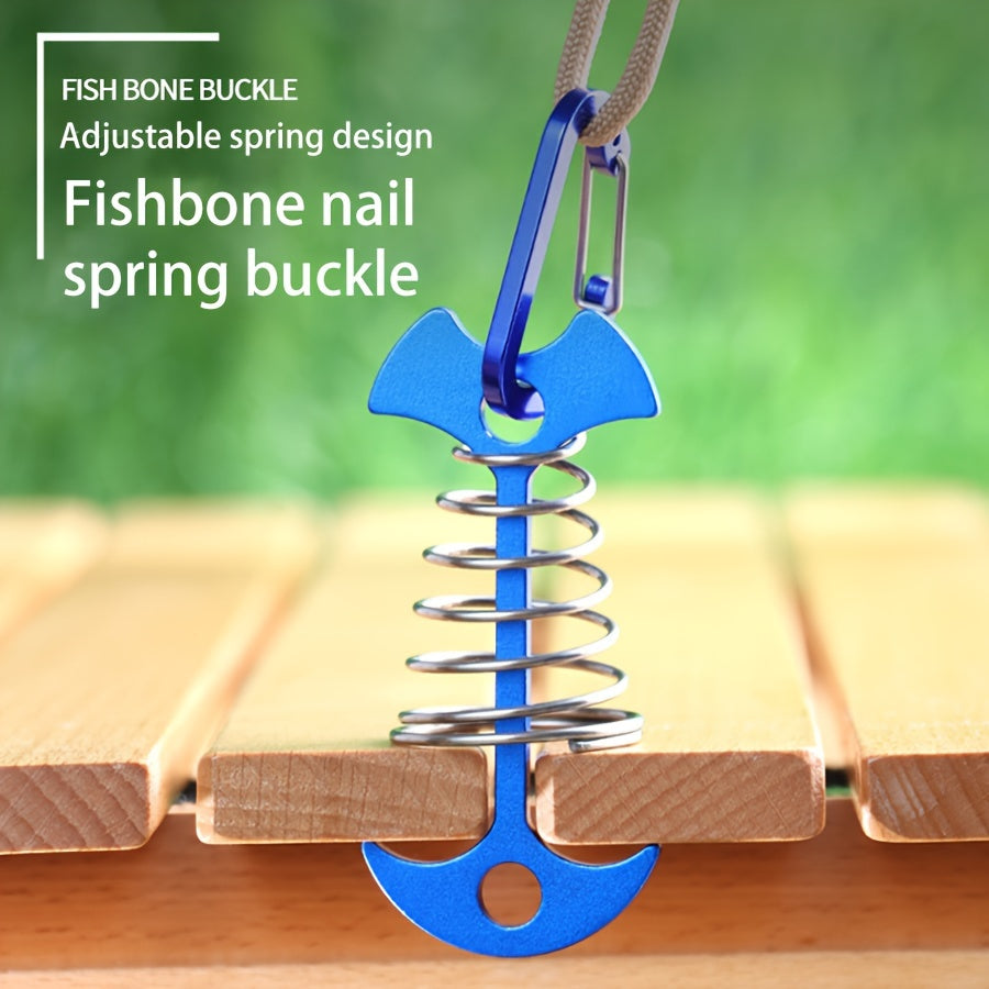 2PCS Spring Fishbone Ground Nails for Camping Tent Canopy