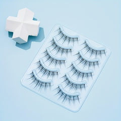 5 Pairs Fairy Tip Tail Cross False Eyelashes Natural Look Reusable Thick Long