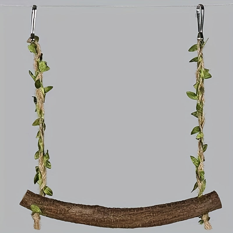 Solid Wood Parrot Swing Toy for Peony Cockatiel Budgerigar