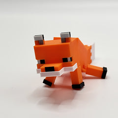 3D Printed Pixel Fox Statue - Vibrant Orange - Perfect Gift for Gamers