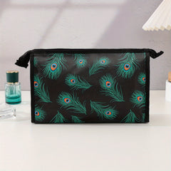 Feather Print Makeup Bag Waterproof Roomy Perfect for Travel