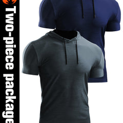 Men's Casual Short Sleeve Hoodie Quick Drying Breathable T-shirt
