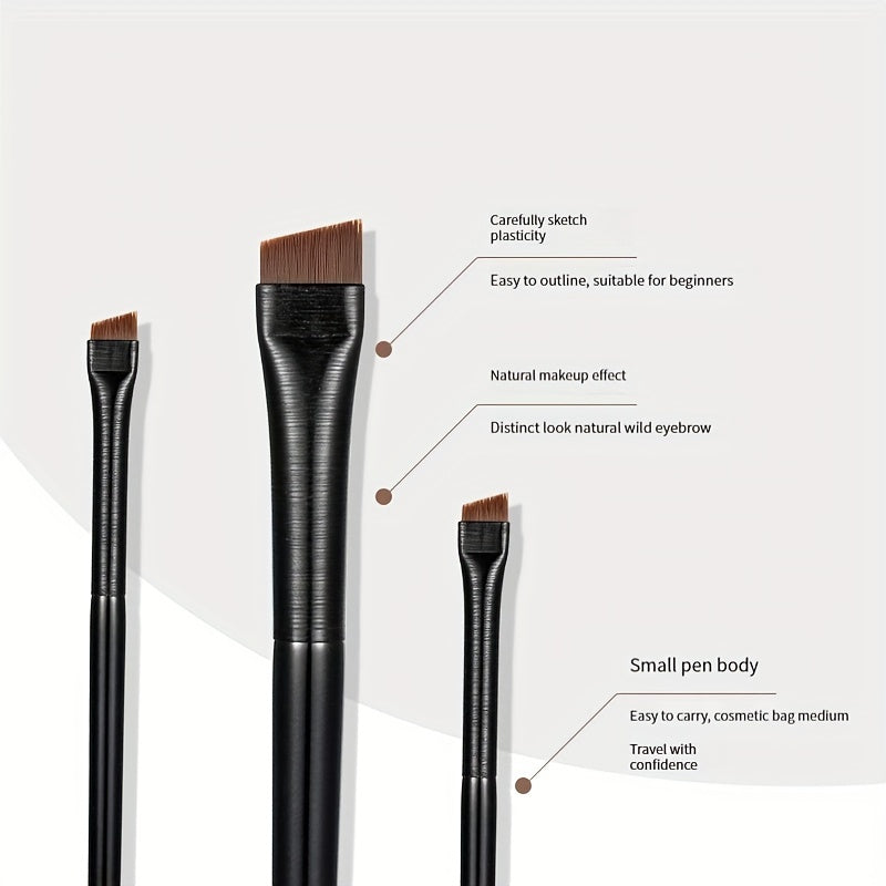 2pcs Angled Eyebrow & Eyeliner Brushes Set Slanted Eye Brow Tinting