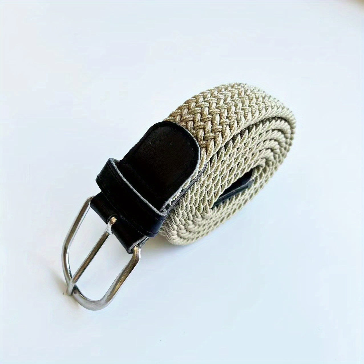 Casual Elastic Braided Belt with Alloy Buckle