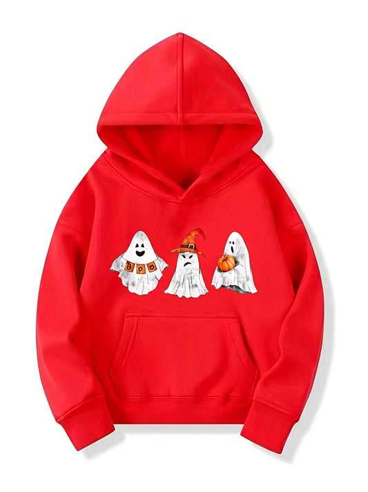 Ghost Pattern Hoodie for Girls Halloween Party Sweatshirt Top