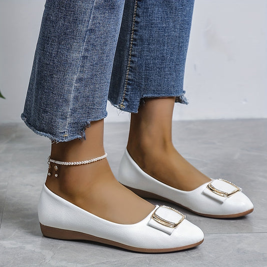 Women's Bow Decor Ballet Flats Soft Sole Slip On Shoes