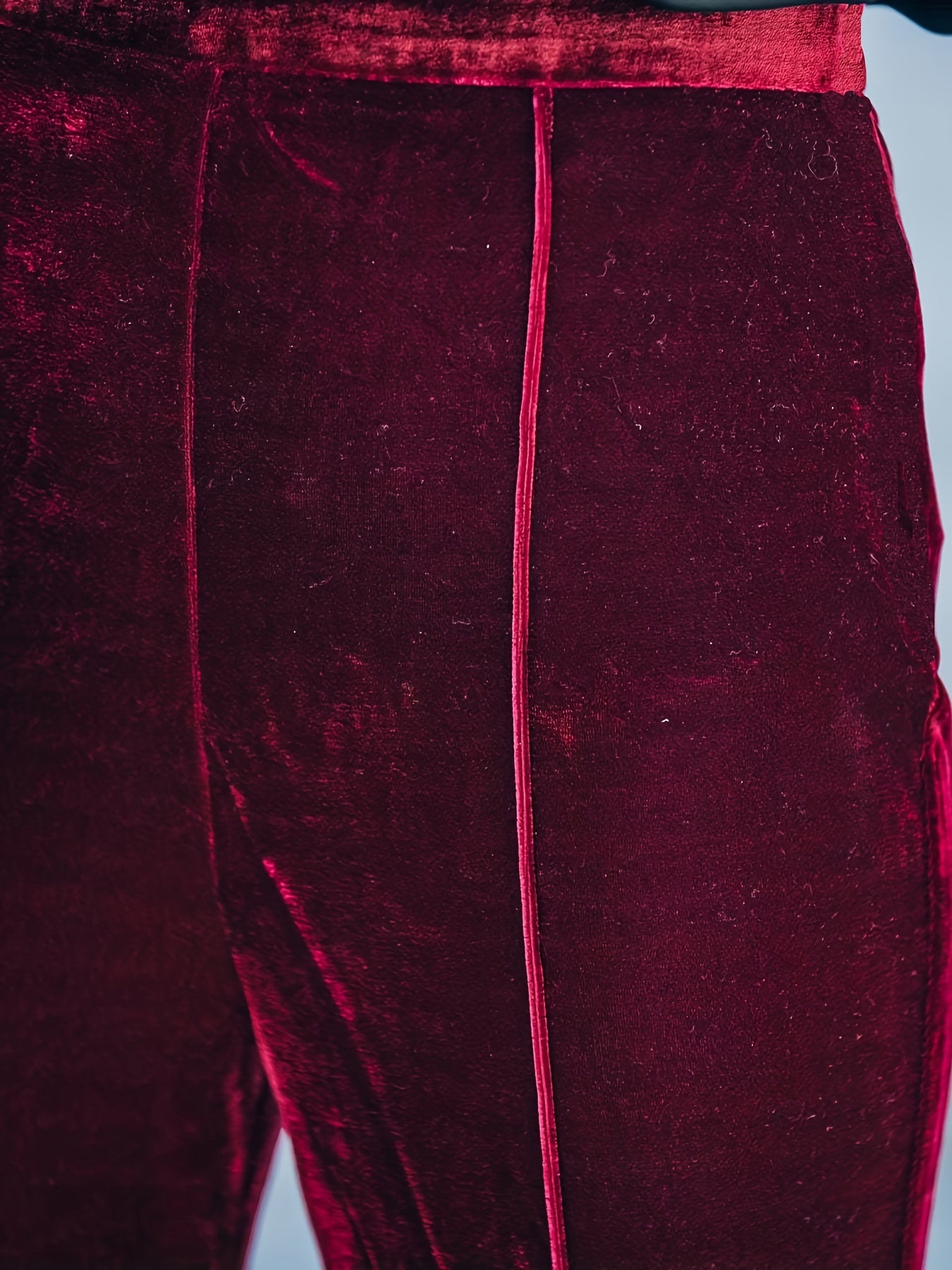  Velvet High Rise Stretch Flared Leg Trousers