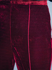  Velvet High Rise Stretch Flared Leg Trousers