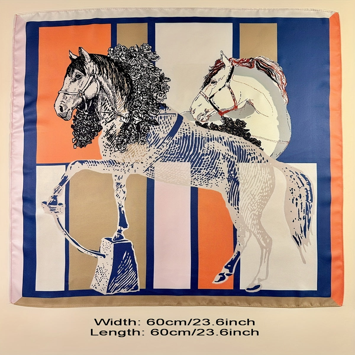 59 Horses & Block Square Scarf Vintage Headband Ladies Small Scarf