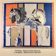 59 Horses & Block Square Scarf Vintage Headband Ladies Small Scarf