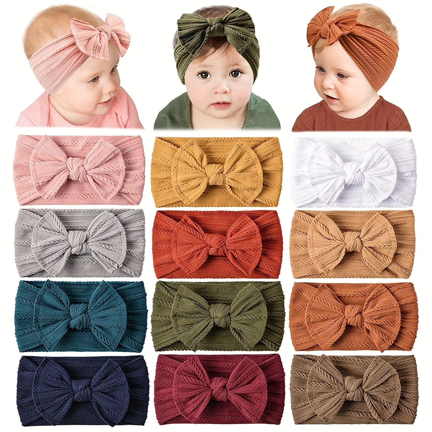 12-Pack Hair Accessories for Baby Girls - Headbands, Hairbands, Bows, Elastics