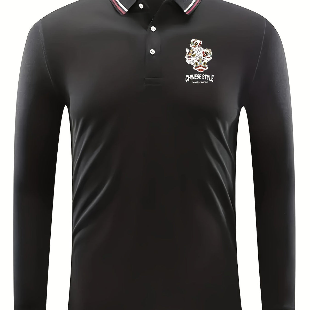 Lion Dance Pattern Men's Long Sleeve Shirt