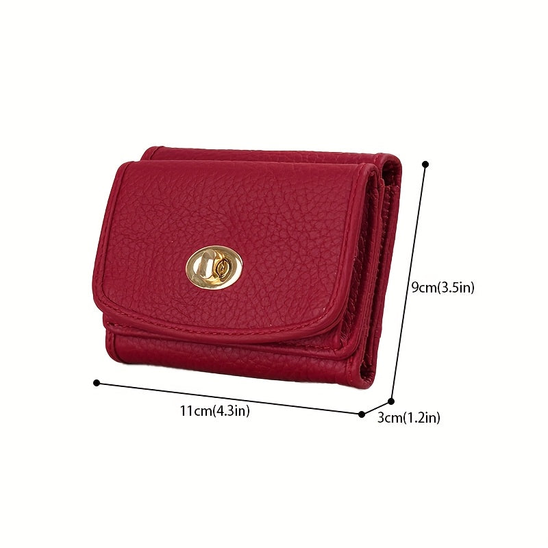 Women's Leather Trifold Wallet with Snap Closure and Coin Pocket