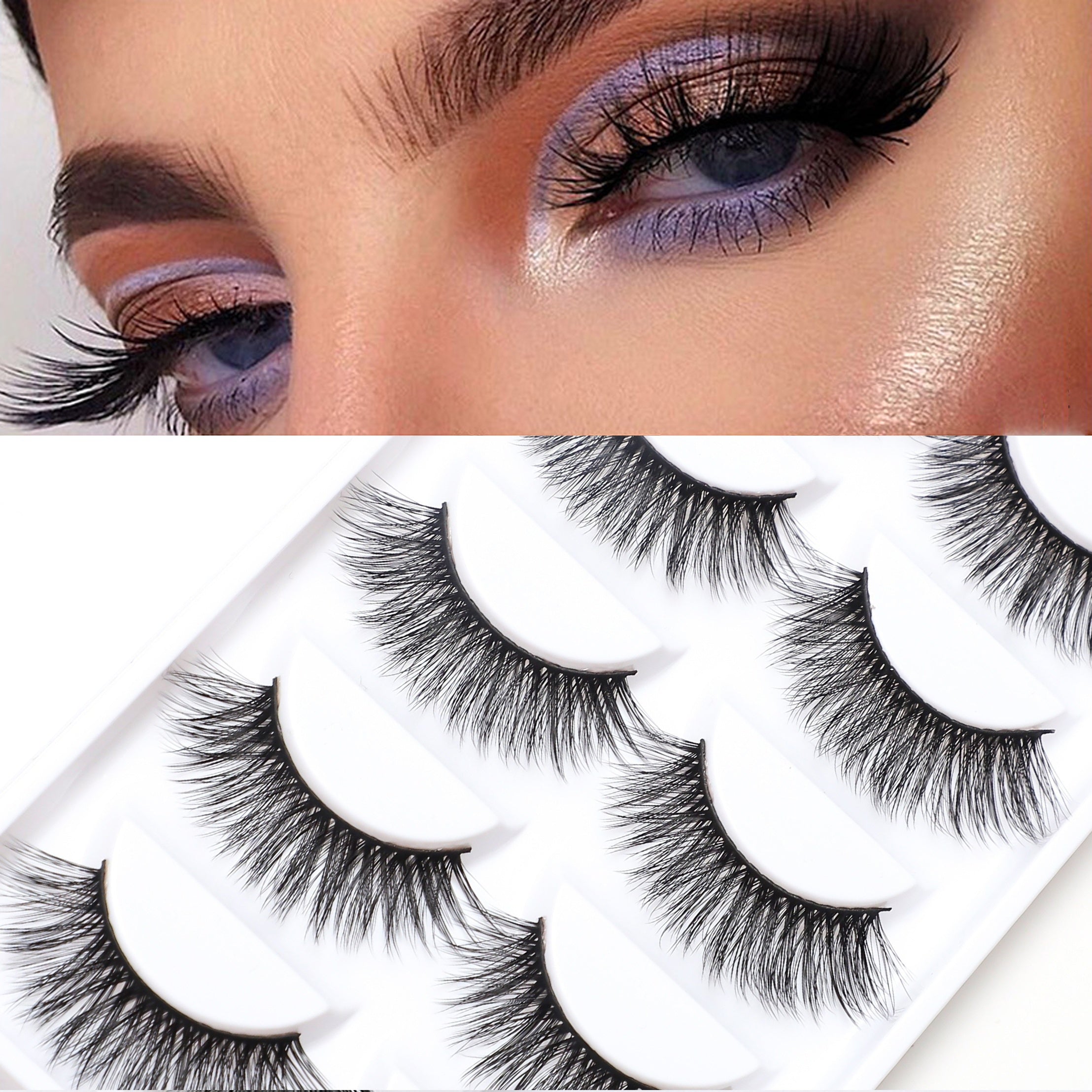 5 Pairs 3D Curling Realistic Slender Thick Enlarged False Eyelashes