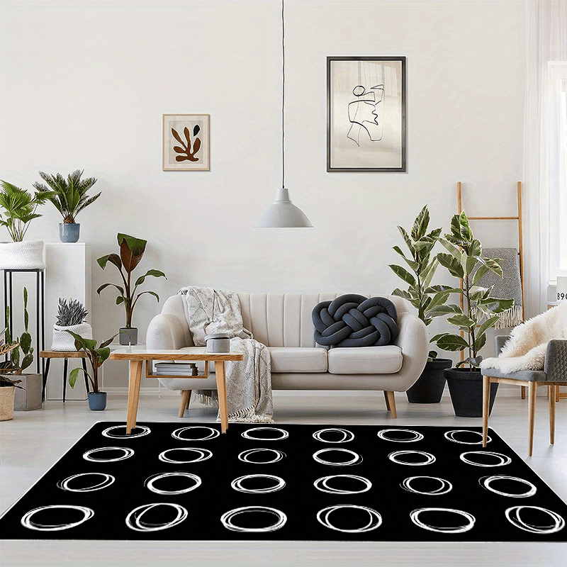 Black Wool Children's Area Rug for Kids Room Circle Seating Decor
