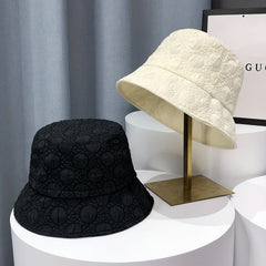Chiffon Embossed Thin Bucket Hat Solid Breathable Sun Hat