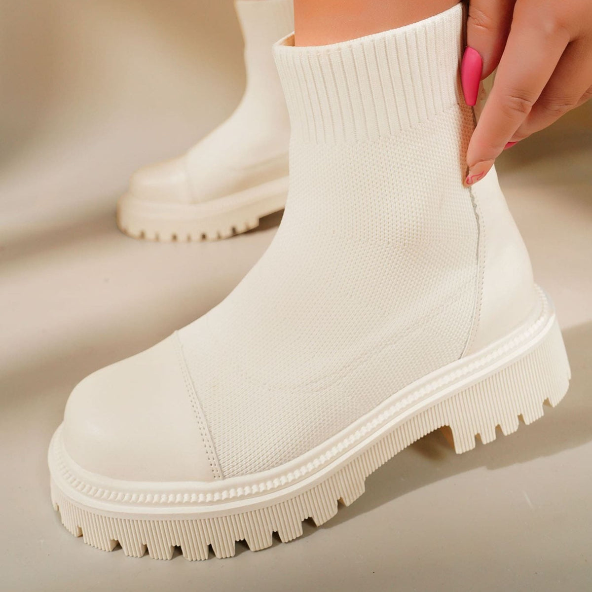 Women's Knit Platform Slip On Sock Boots