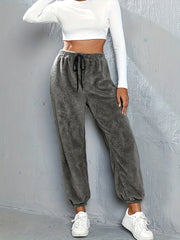  Warm Fleece Joggers Elastic Waist Pants