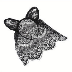 Halloween Bunny Ears Headband Lace Hair Band Veil Headdress