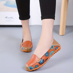 Women's Floral Colorblock Flat Loafers Lightweight Slip On Shoes