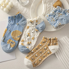 10 Pairs Floral Print & Lightweight Ankle Socks Women's Stockings