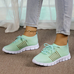 Women's Gradient Mesh Running Shoes Comfortable Lace Up Low Cut Sneakers