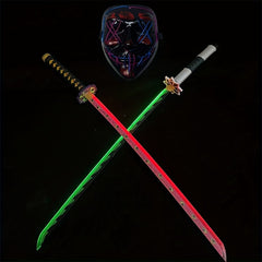 Samurai Katana USB Charging Wooden Sword Lights Halloween Cosplay