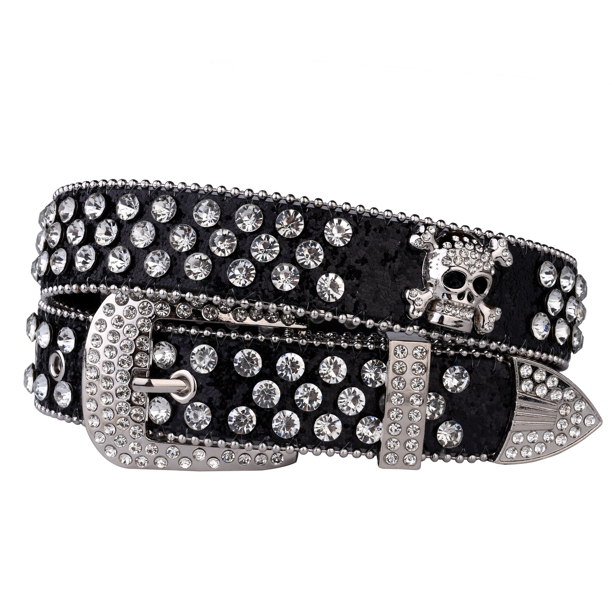 Skull Rhinestone Studded Belt For Women Girls