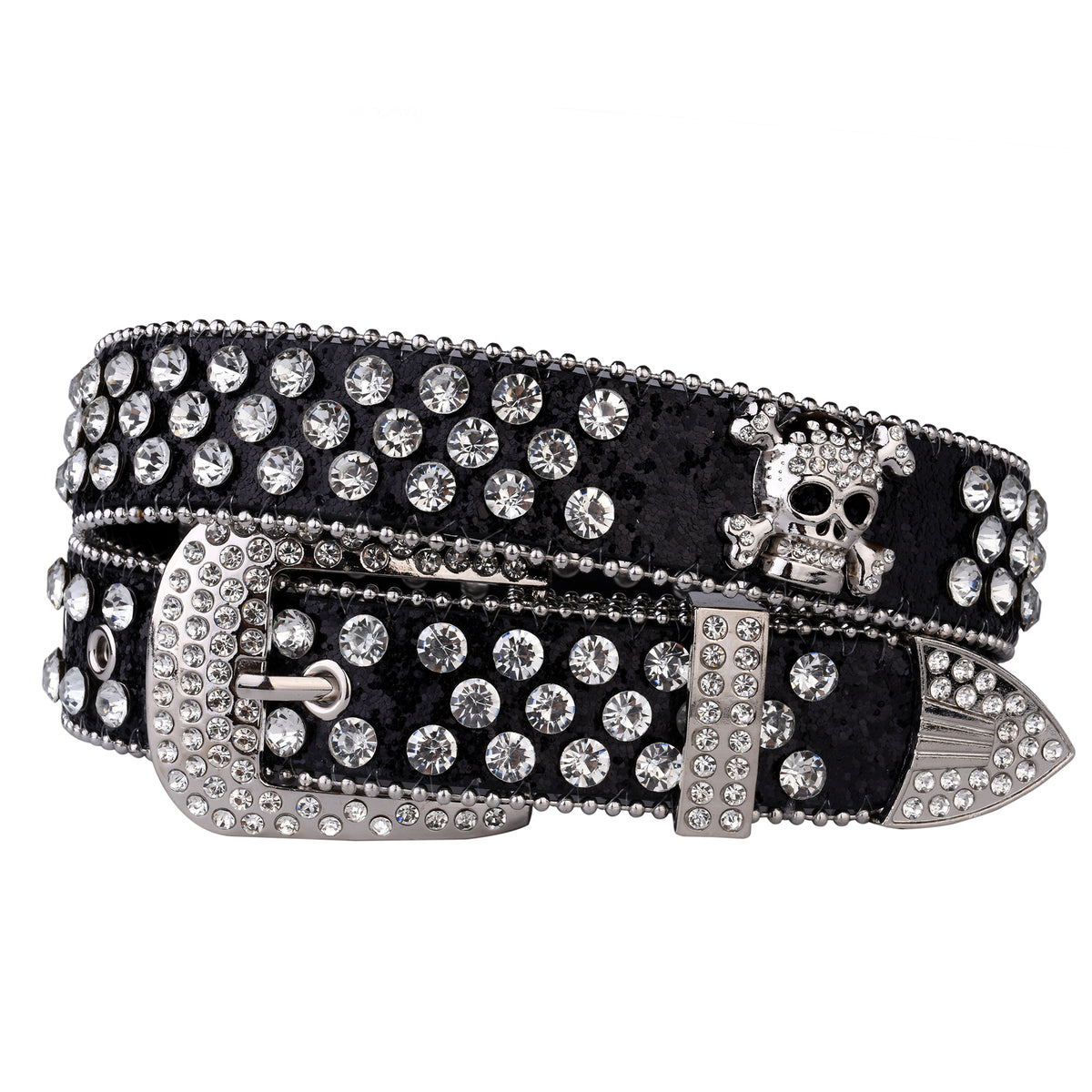 Skull Rhinestone Studded Belt For Women Girls