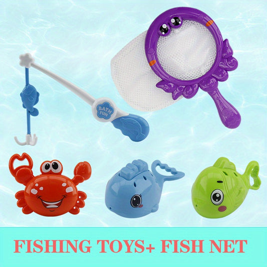 Kids Fishing Bath Toy Set with Fish Net and Spray Fish