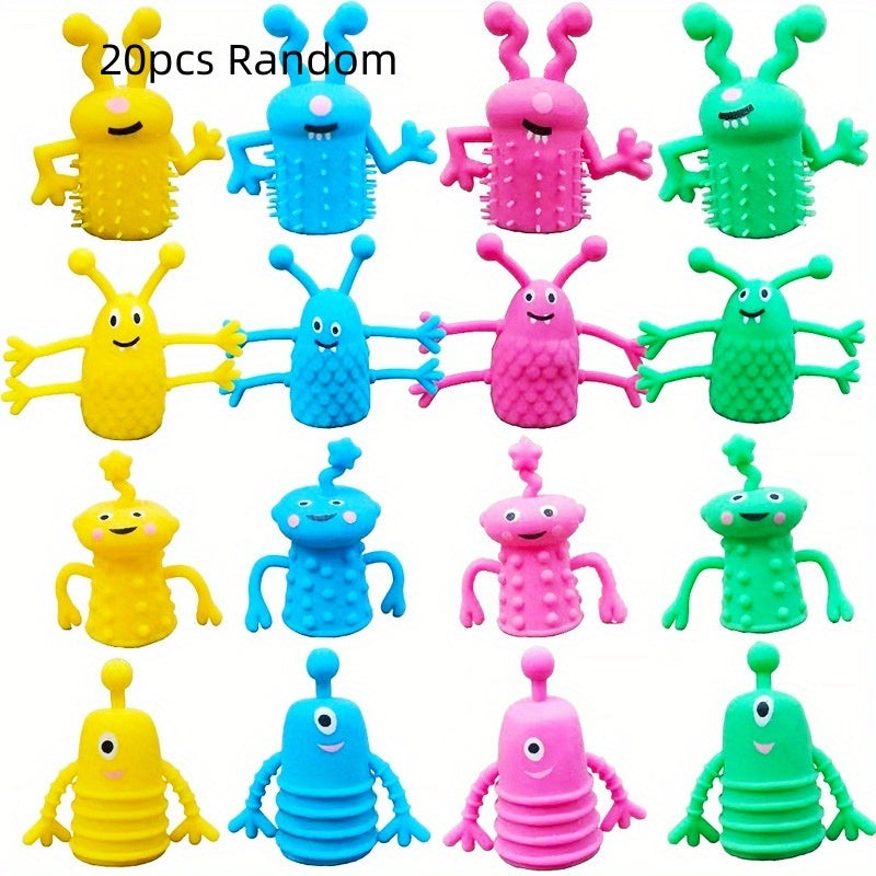 20pcs Random TPR Animal Finger Puppets Soft Mini Halloween Storytelling Props