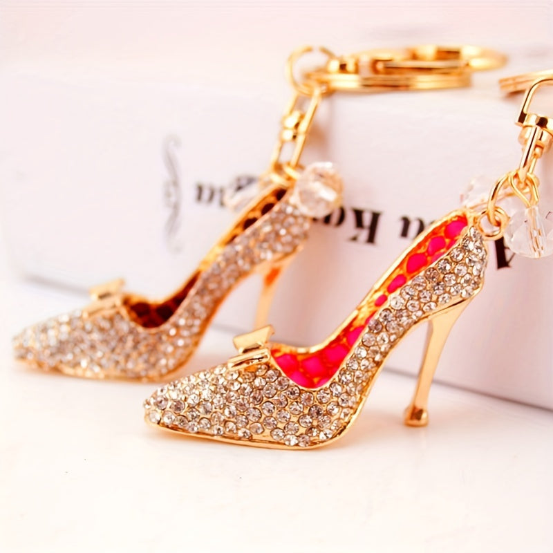 Crystal Diamond Jewelry Key Chain High Heel Shoes Pendant