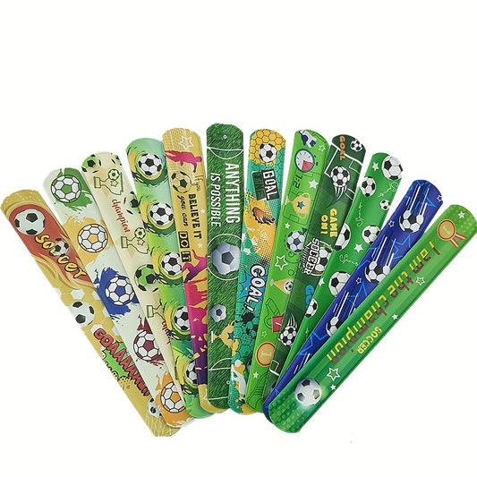 12pcs Soccer Pattern Slap Bracelet for Soccer Party