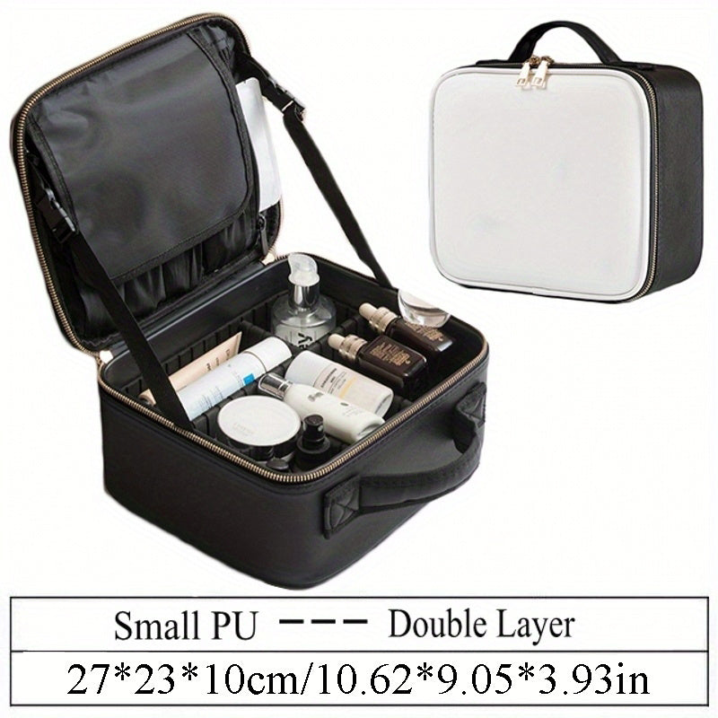 Waterproof Portable Makeup Organizer Bag with Adjustable Dividers