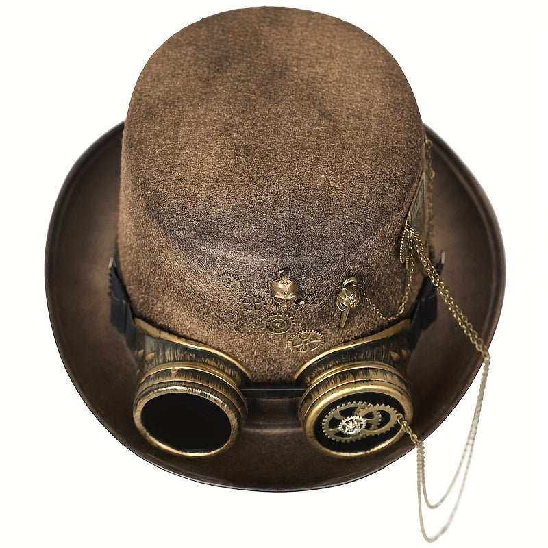 Unisex Goth Steampunk Hat Skull Head Goggles Wing Equipment