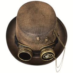 Unisex Goth Steampunk Hat Skull Head Goggles Wing Equipment