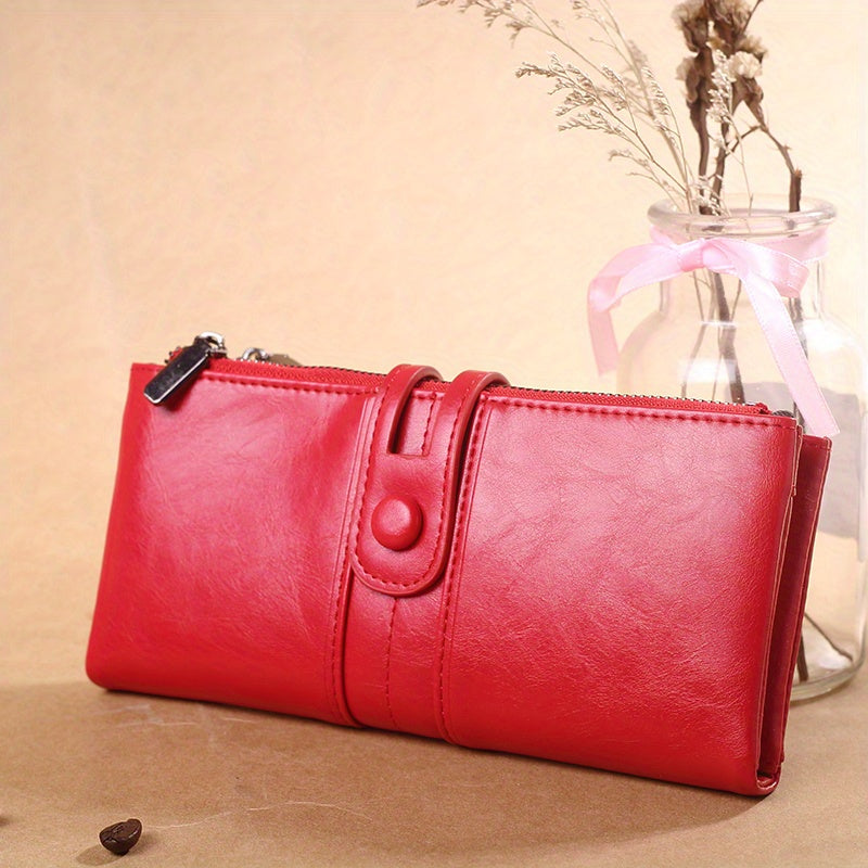 Vintage RFID Blocking Bifold Wallet Large Capacity Coin Purse Zipper Clutch