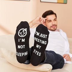 Funny Resting My Eyes Socks Dad Grandpa Mom Grandma