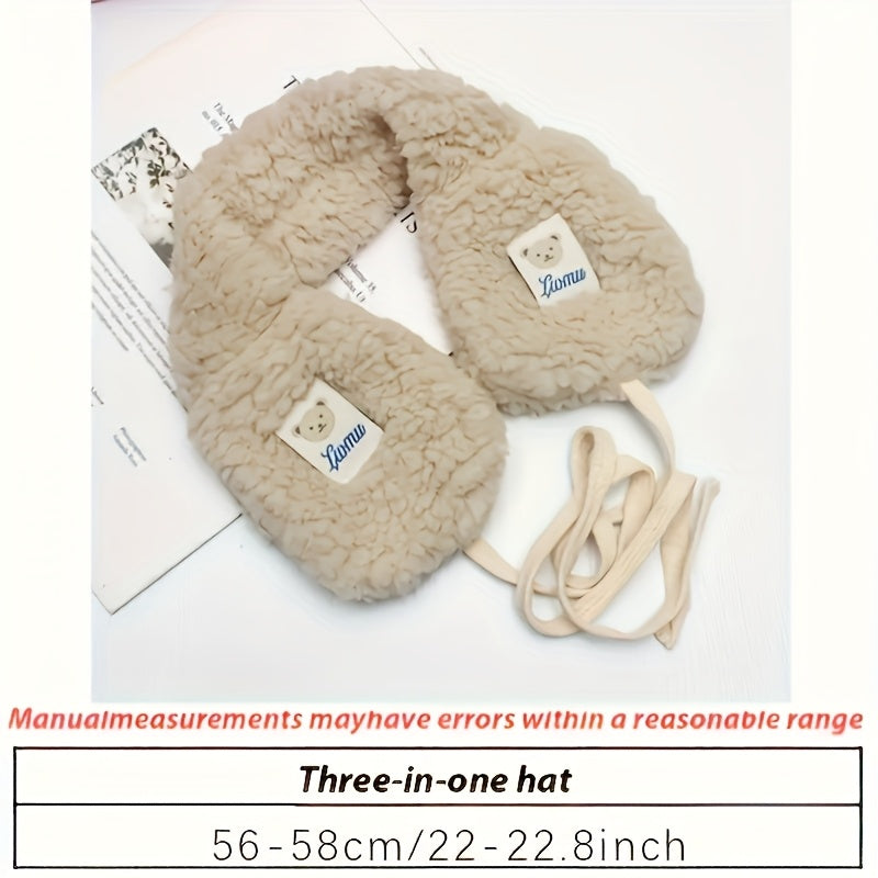 Warm Beige Teddy Bear Ear Warmers for Women