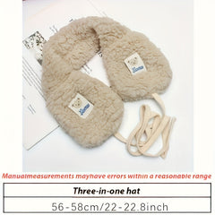 Warm Beige Teddy Bear Ear Warmers for Women