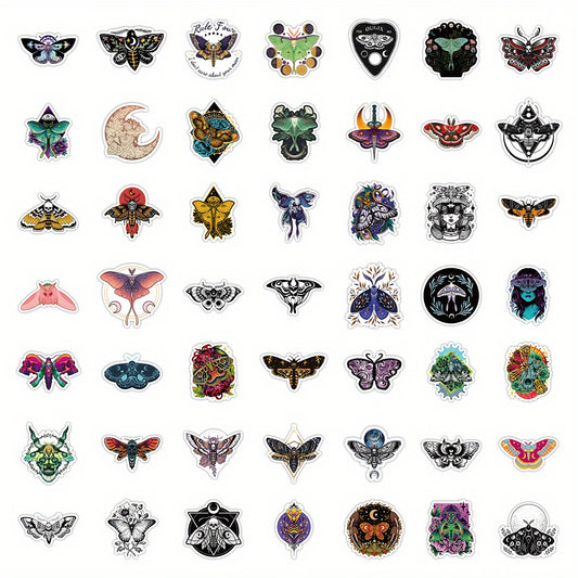 50pcs Ghost Moth Cartoon Stickers For Helmet Water Bottles Laptop Car Decal