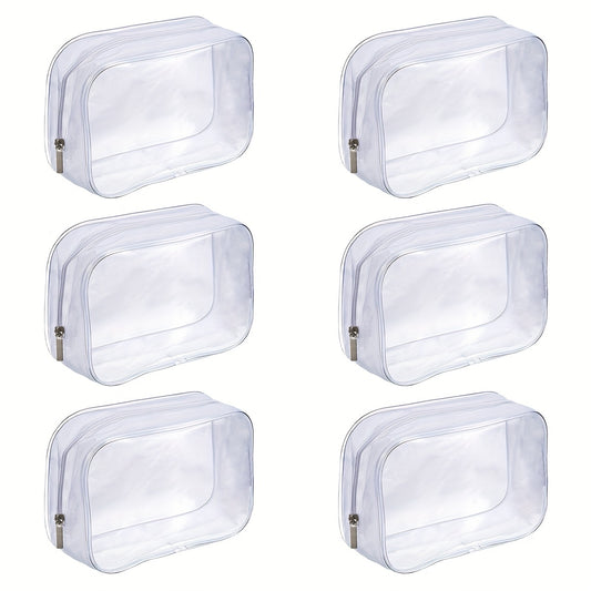 6 Pack Clear Toiletry Carry Pouch Portable Waterproof Cosmetic Bag