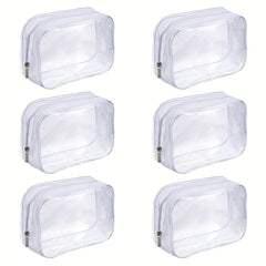 6 Pack Clear Toiletry Carry Pouch Portable Waterproof Cosmetic Bag