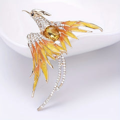 Phoenix Brooch For Men Rhinestone Phoenix Long Tail Pin