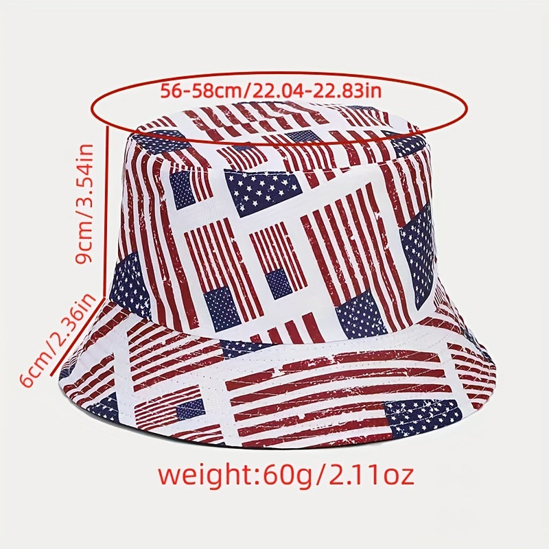Versatile Sunshade Bucket Hat American Flag Print Sun Hat Men Women