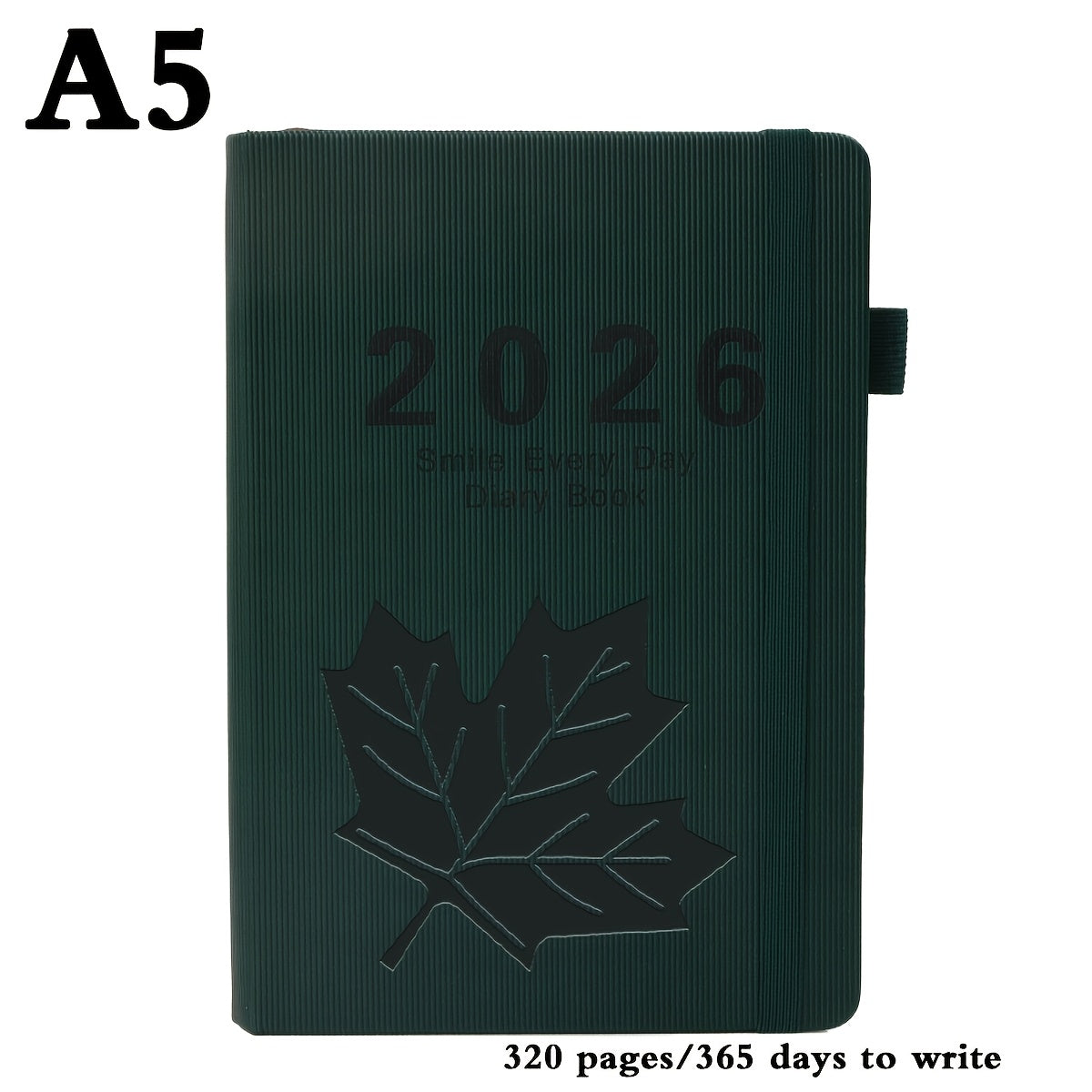 2026 Daily Planner 320 Page 365 Calendar Leaf Pattern Metal Ring Binding 4 Color